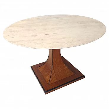 Dining table with pink marble top in the style of C. De Carli, 1960s