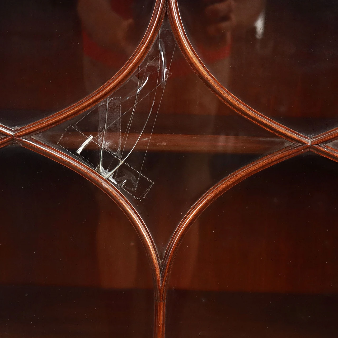 Vetrina inglese in legno impiallacciato mogano, inizio '900 5