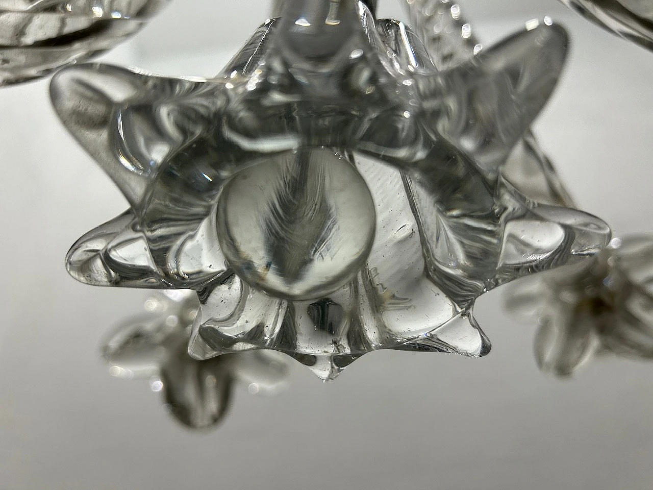 Lampadario Art Deco in vetro di Murano con fiori, anni '40 6