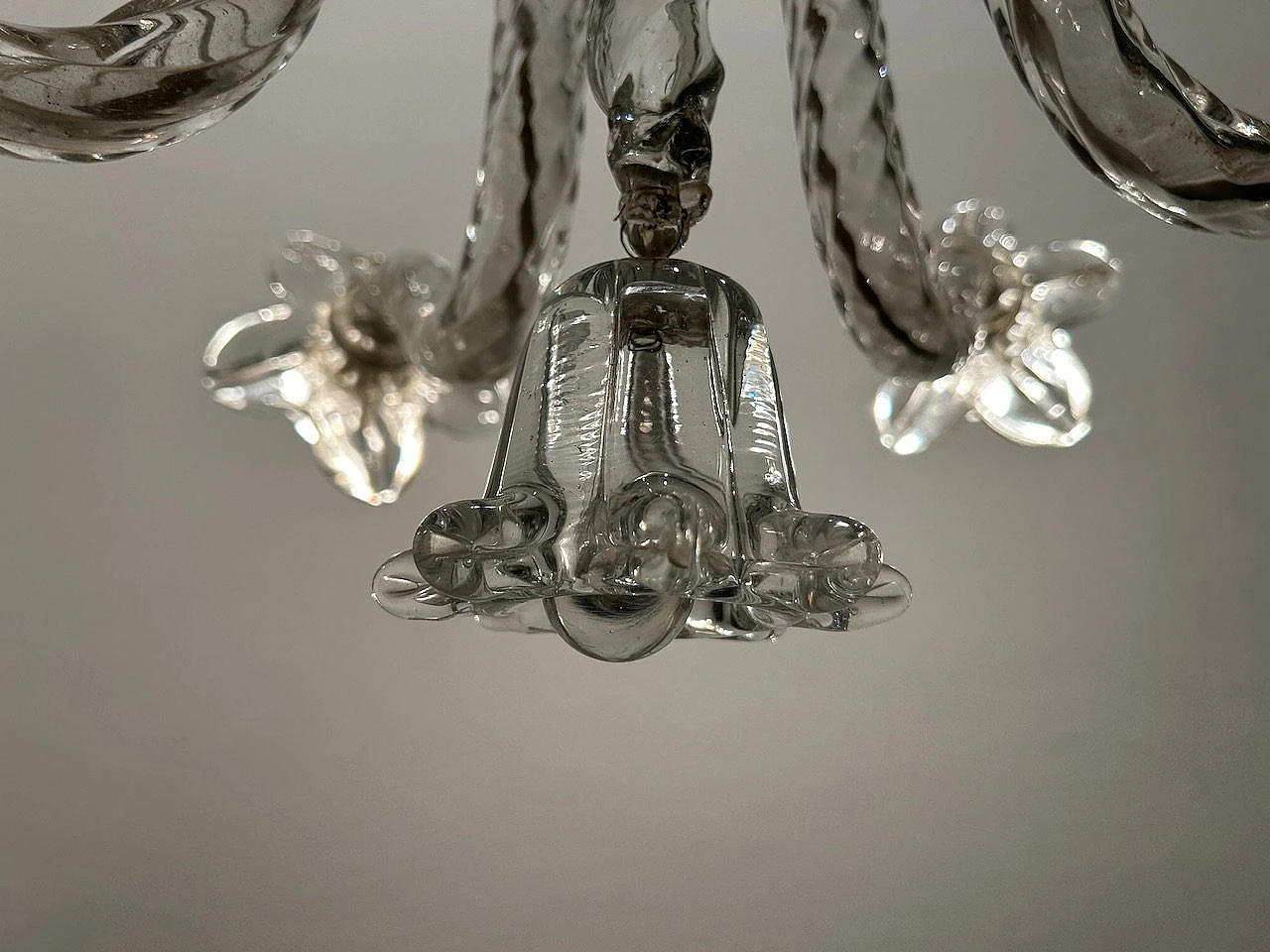 Lampadario Art Deco in vetro di Murano con fiori, anni '40 10