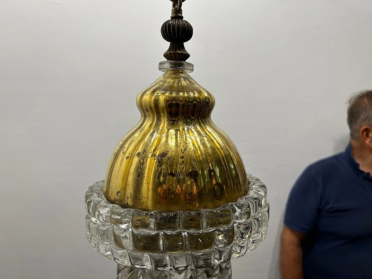 Lampadario Art Deco in vetro di Murano con fiori, anni '40 13