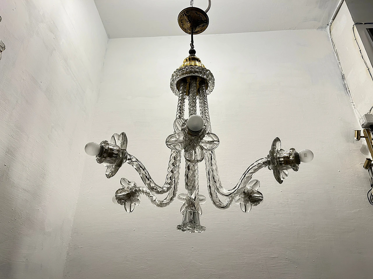 Lampadario Art Deco in vetro di Murano con fiori, anni '40 15