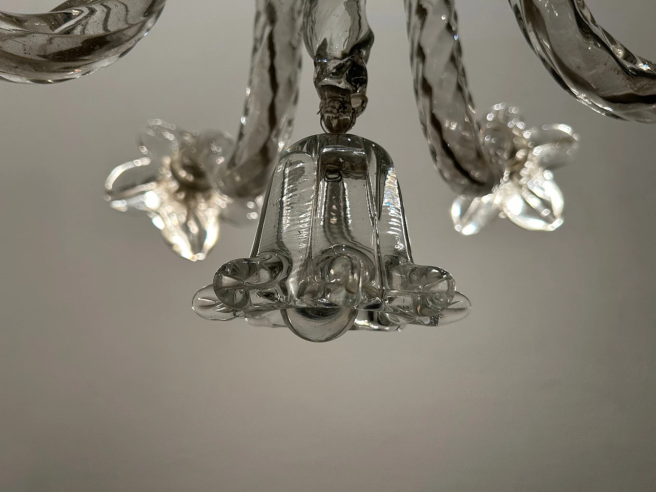 Lampadario Art Deco in vetro di Murano con fiori, anni '40 17