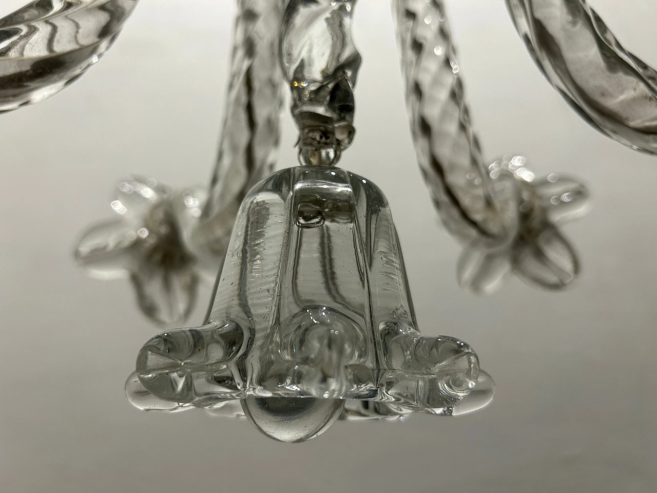 Lampadario Art Deco in vetro di Murano con fiori, anni '40 18