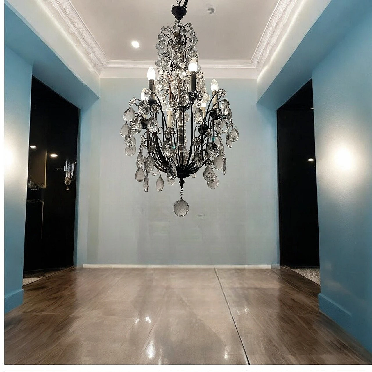 Bronze and crystal chandelier, 1940s 2