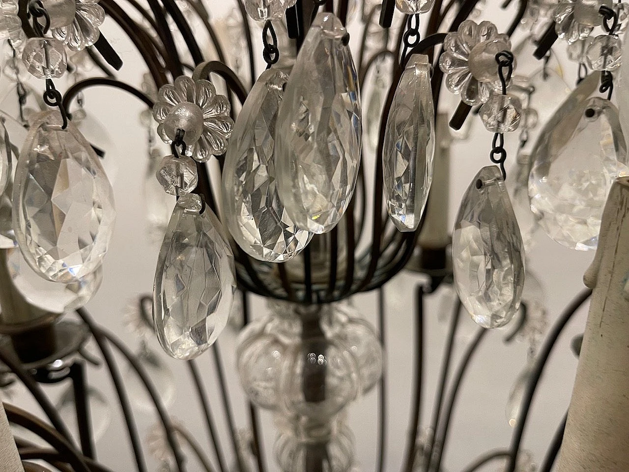 Bronze and crystal chandelier, 1940s 3