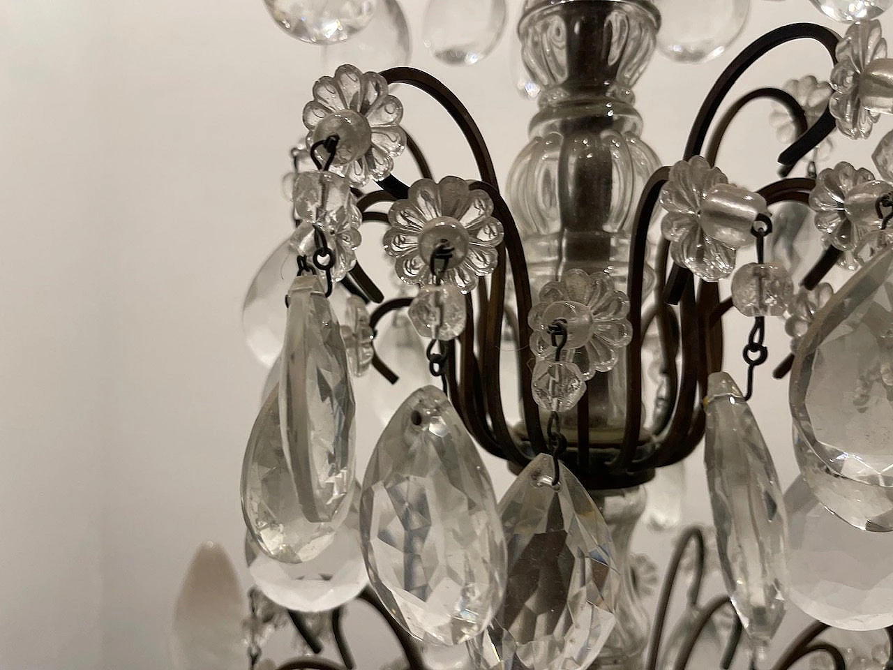 Bronze and crystal chandelier, 1940s 4