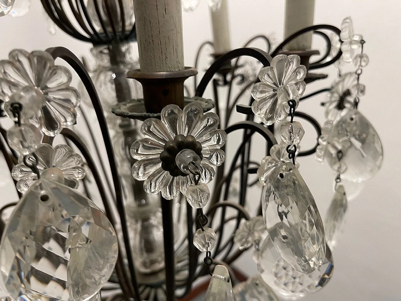 Bronze and crystal chandelier, 1940s 6