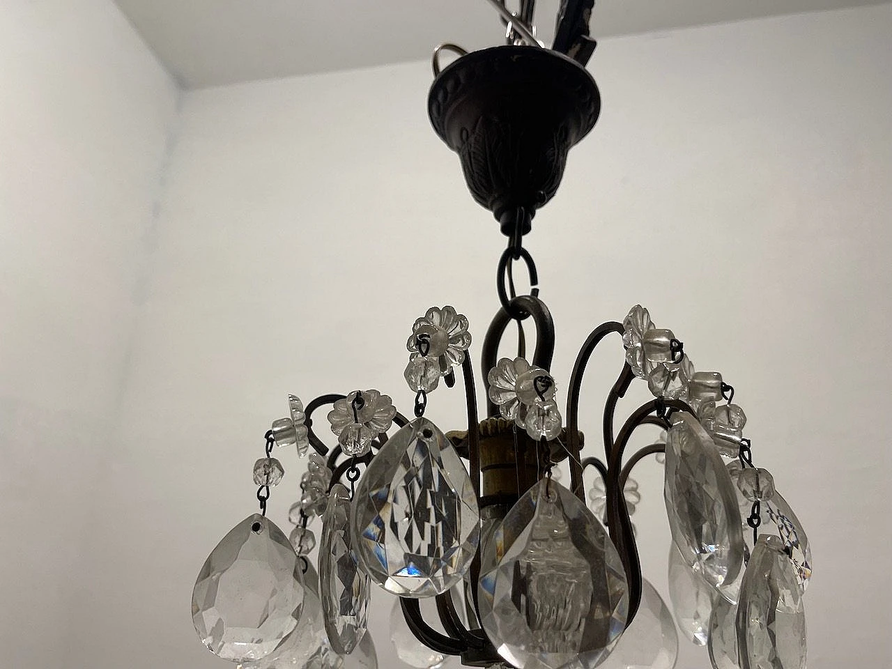 Bronze and crystal chandelier, 1940s 8
