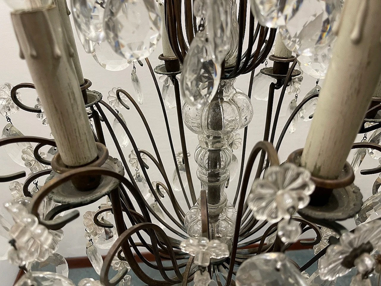 Bronze and crystal chandelier, 1940s 10