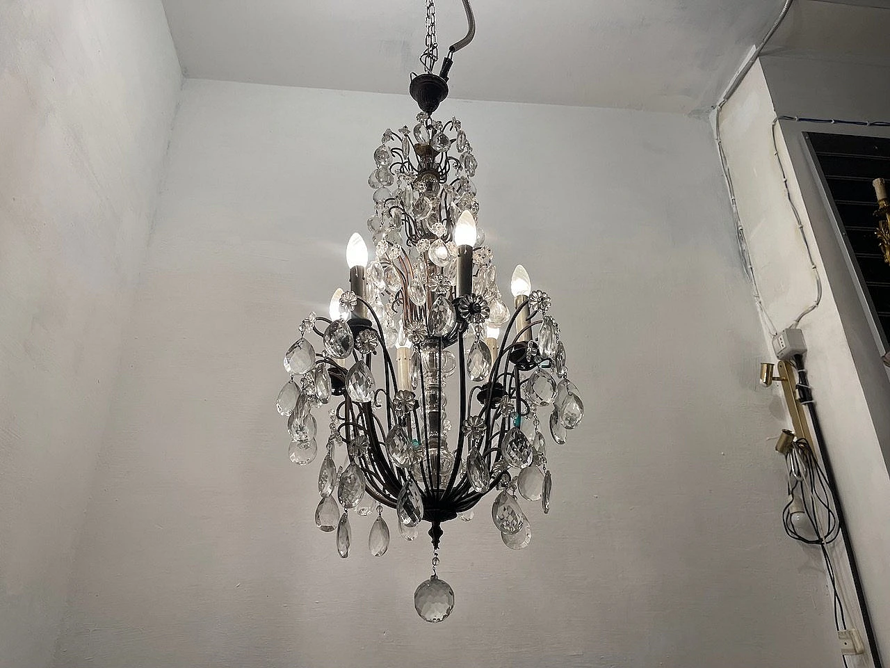 Bronze and crystal chandelier, 1940s 12