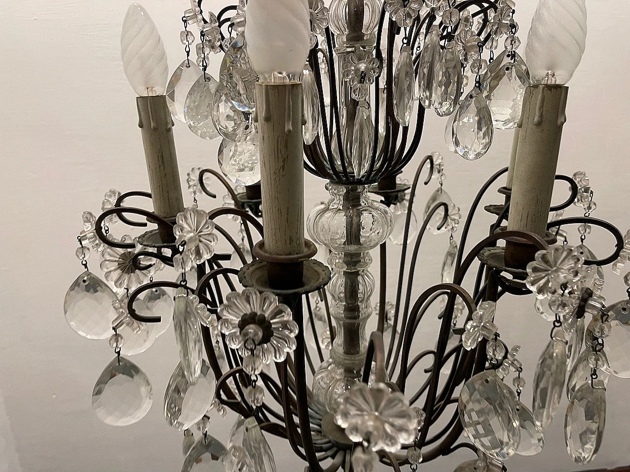 Bronze and crystal chandelier, 1940s 13