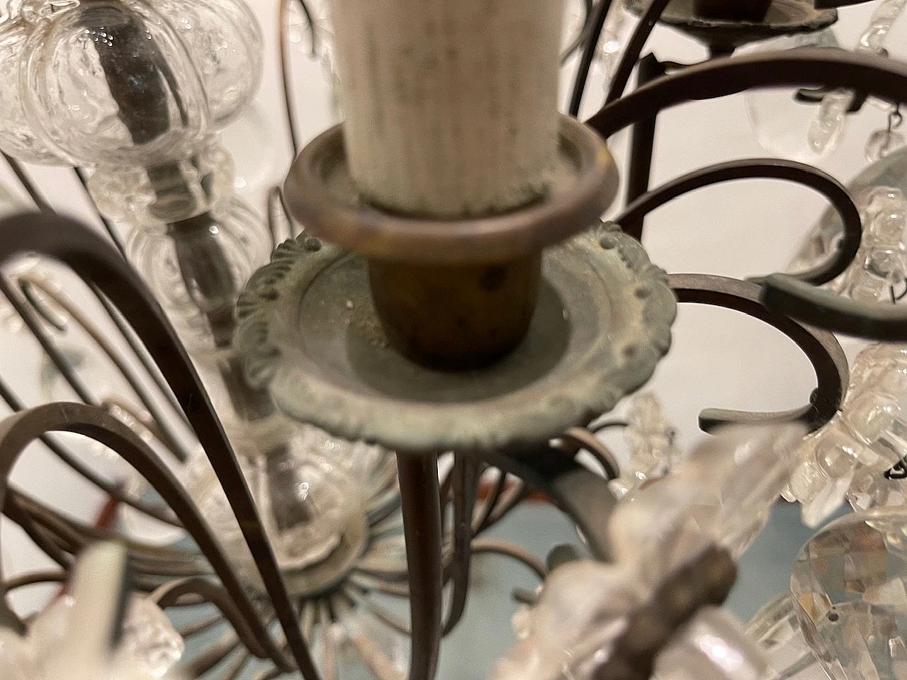 Bronze and crystal chandelier, 1940s 14