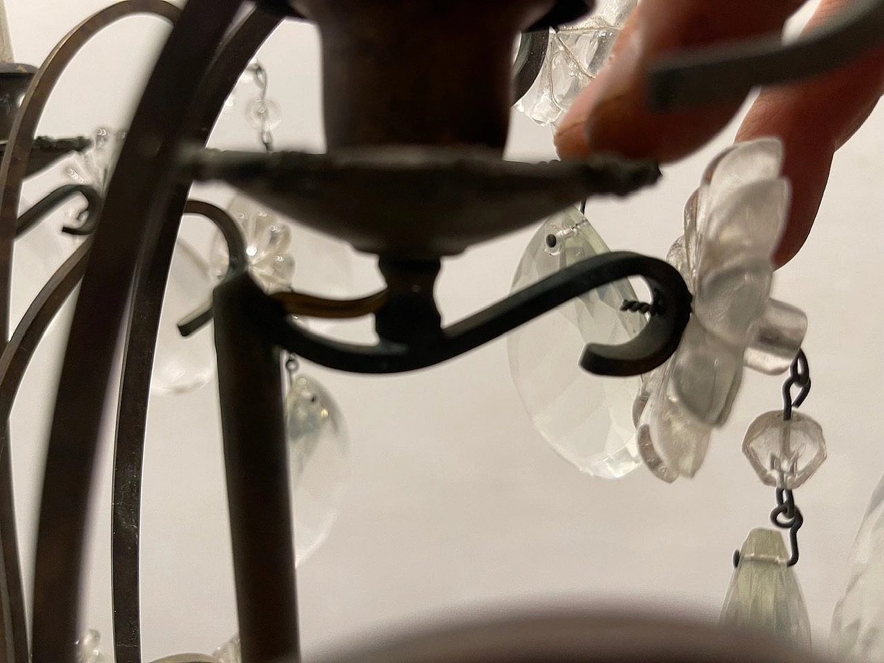 Bronze and crystal chandelier, 1940s 15