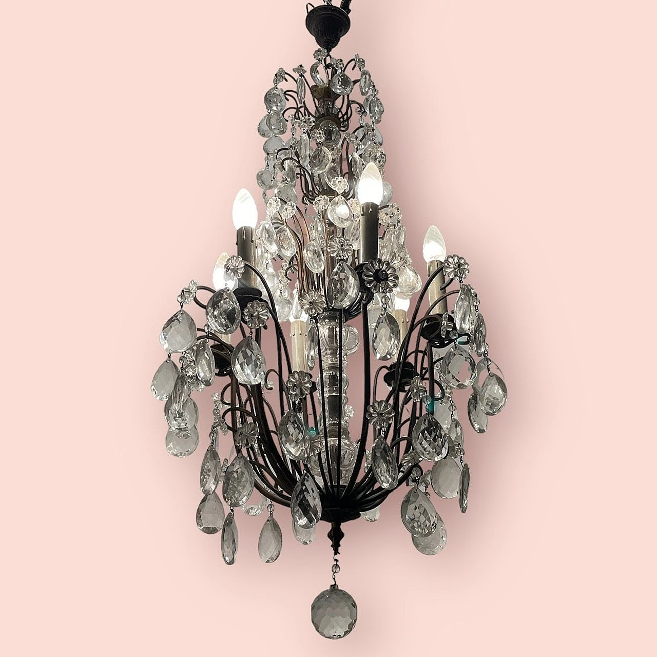Bronze and crystal chandelier, 1940s 16