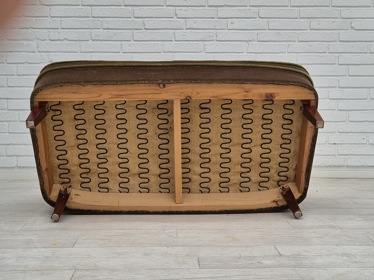 2-Seater Danish sofa in green velour & beech legs, 1960s 13