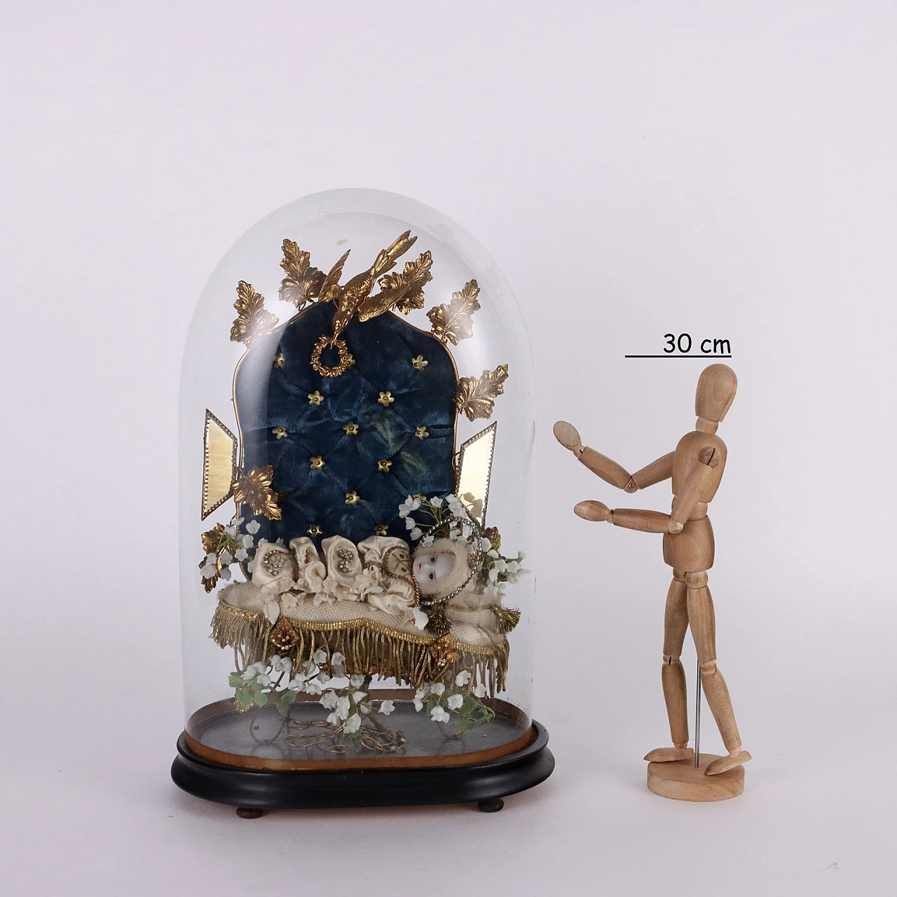 Maria Bambina in cera, tessuto, metallo con teca, inizio '900 2