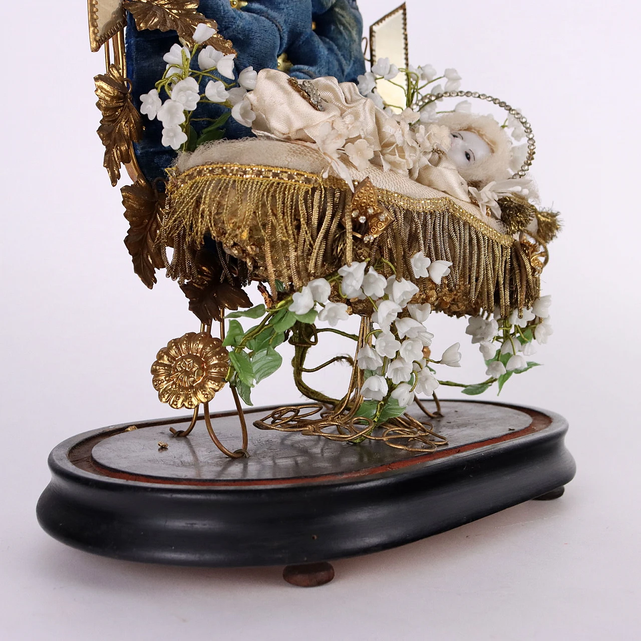 Maria Bambina in cera, tessuto, metallo con teca, inizio '900 7