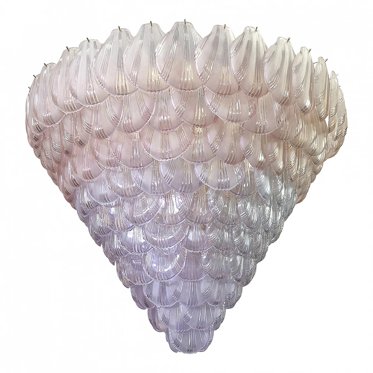 Amber Murano glass chandelier with shells, 1950s 1