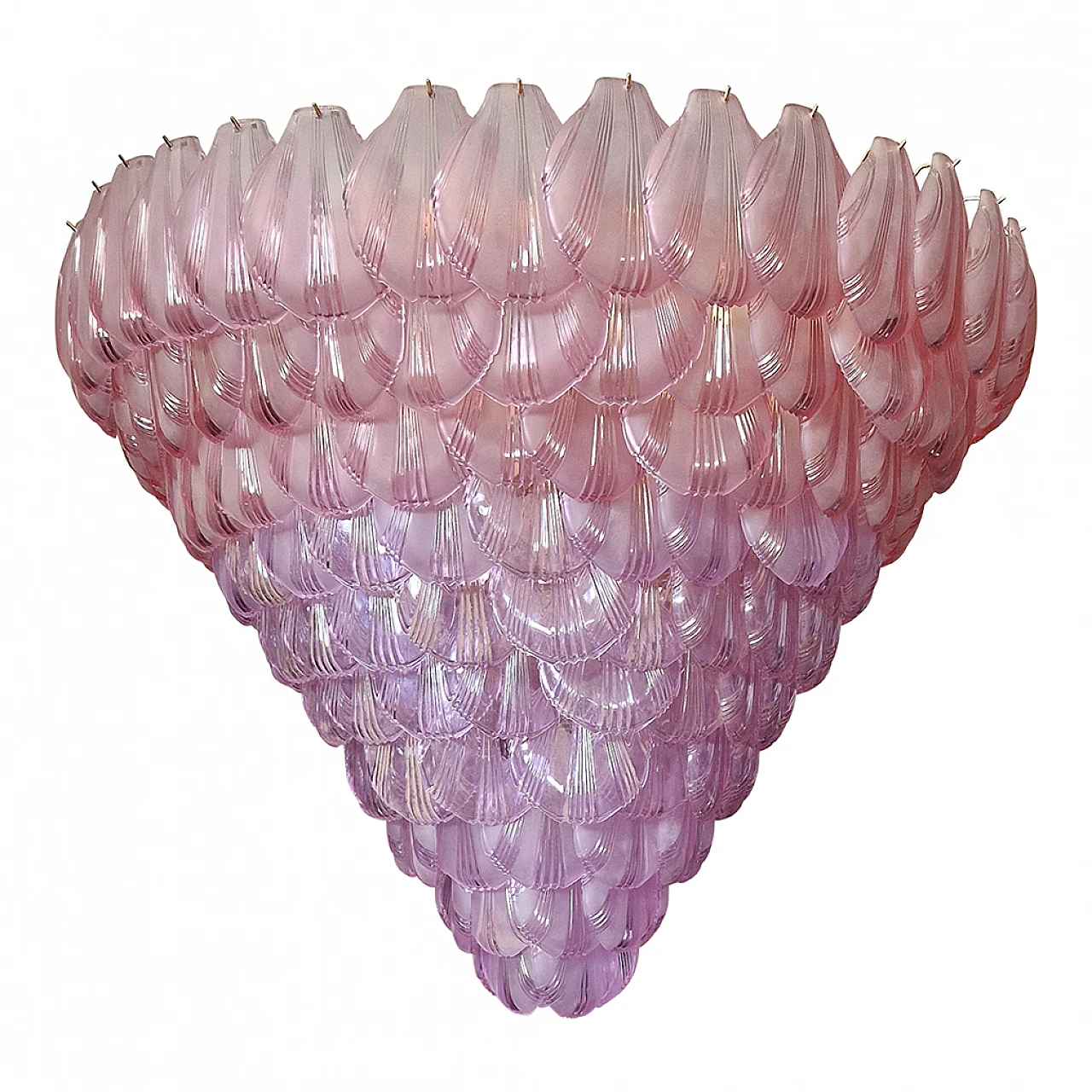 Amber Murano glass chandelier with shells, 1950s 2