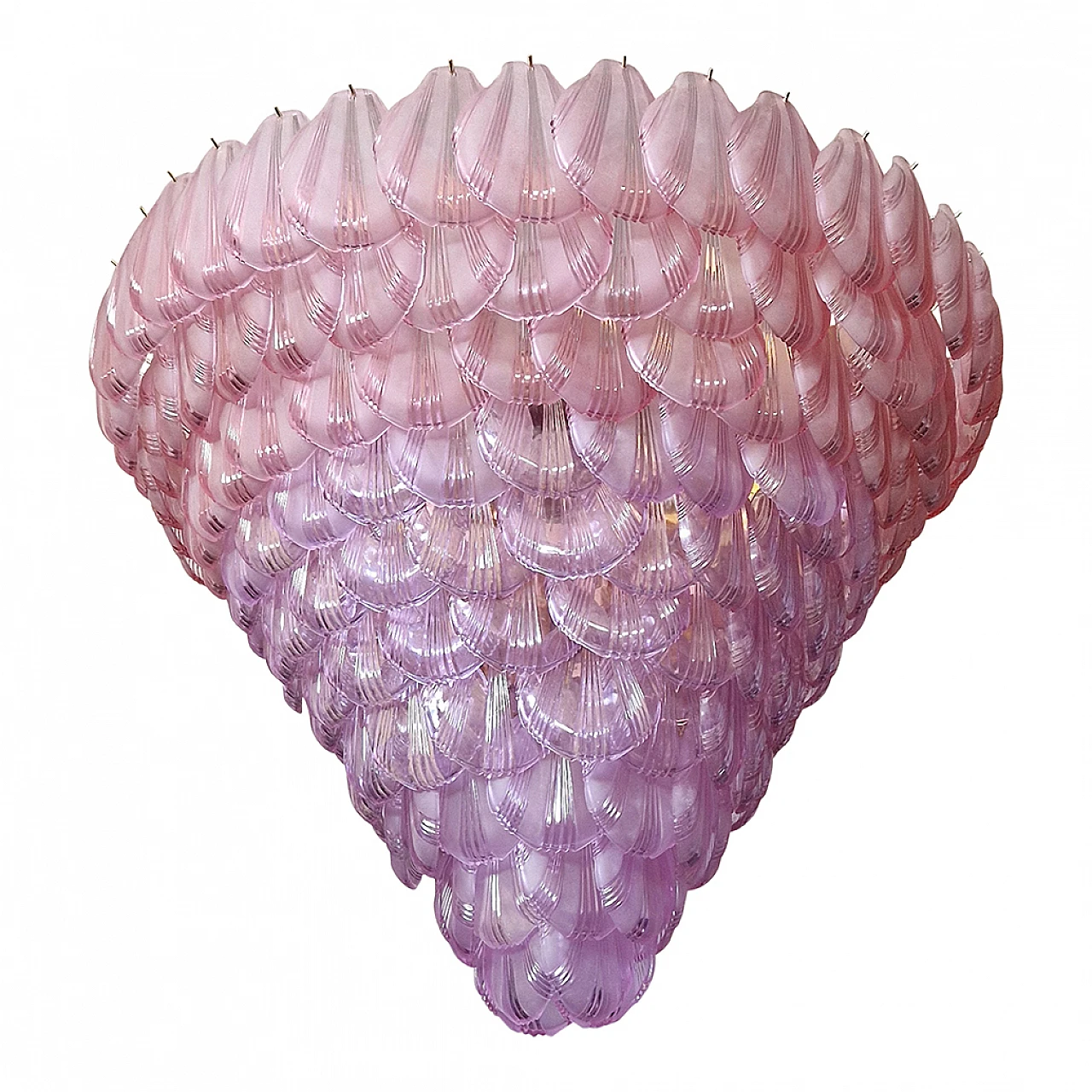 Amber Murano glass chandelier with shells, 1950s 3