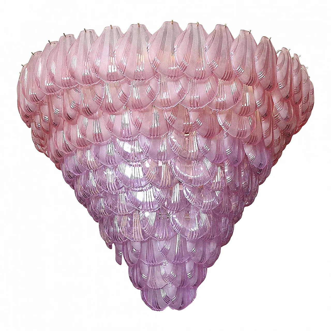 Amber Murano glass chandelier with shells, 1950s 4