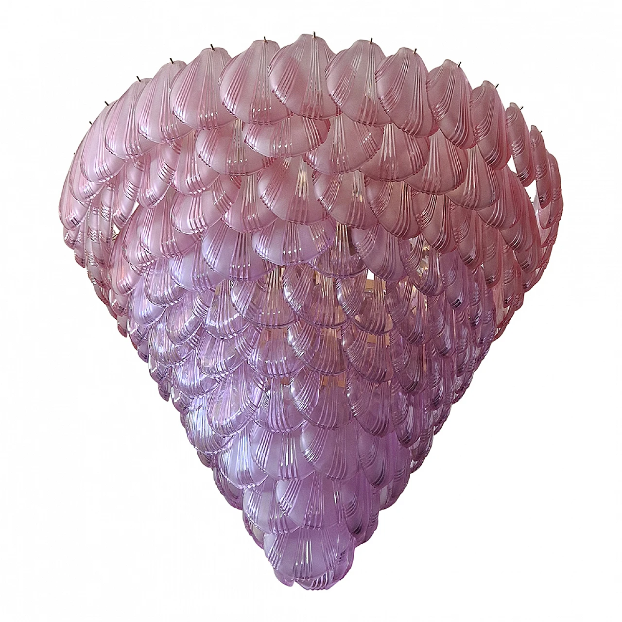 Amber Murano glass chandelier with shells, 1950s 5