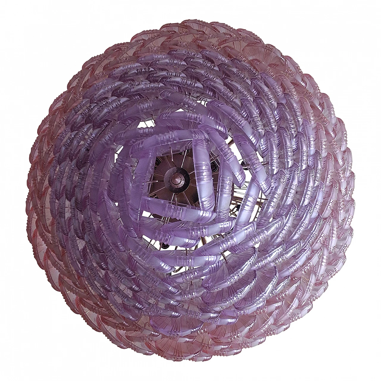 Amber Murano glass chandelier with shells, 1950s 6