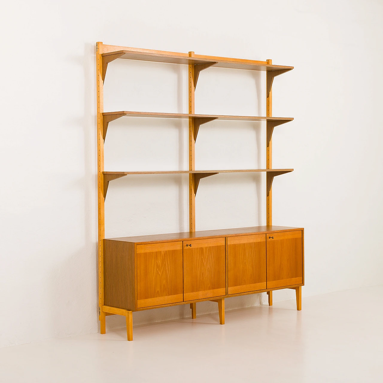 Scandinavian two-bay teak bookcase, 1970s 1