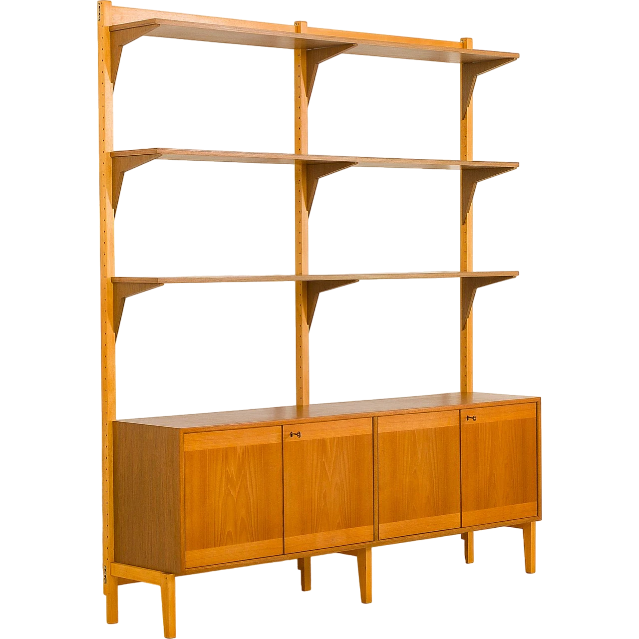 Scandinavian two-bay teak bookcase, 1970s 2