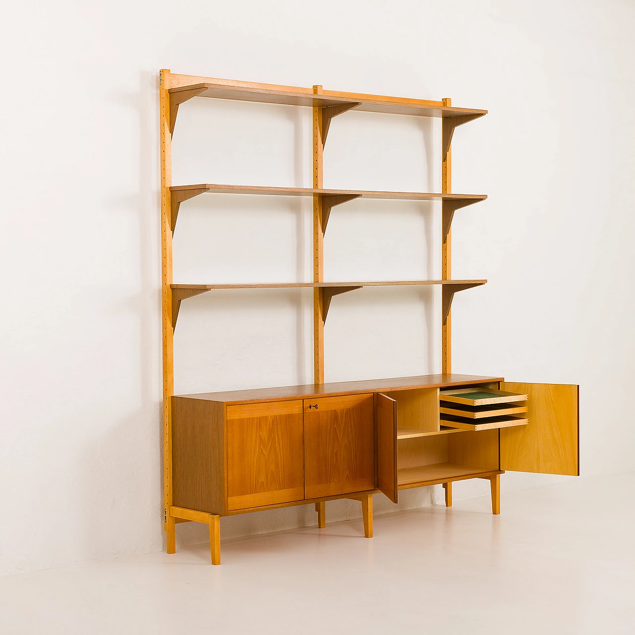 Scandinavian two-bay teak bookcase, 1970s 6