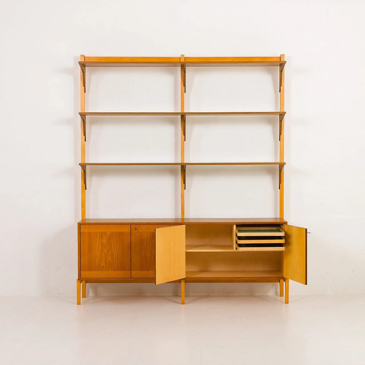 Scandinavian two-bay teak bookcase, 1970s 7
