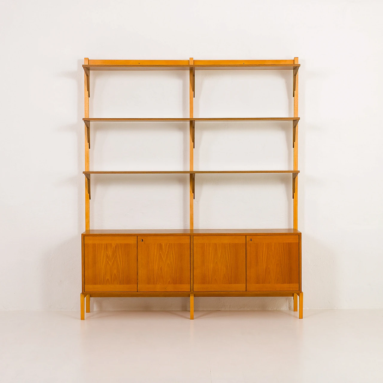 Scandinavian two-bay teak bookcase, 1970s 9
