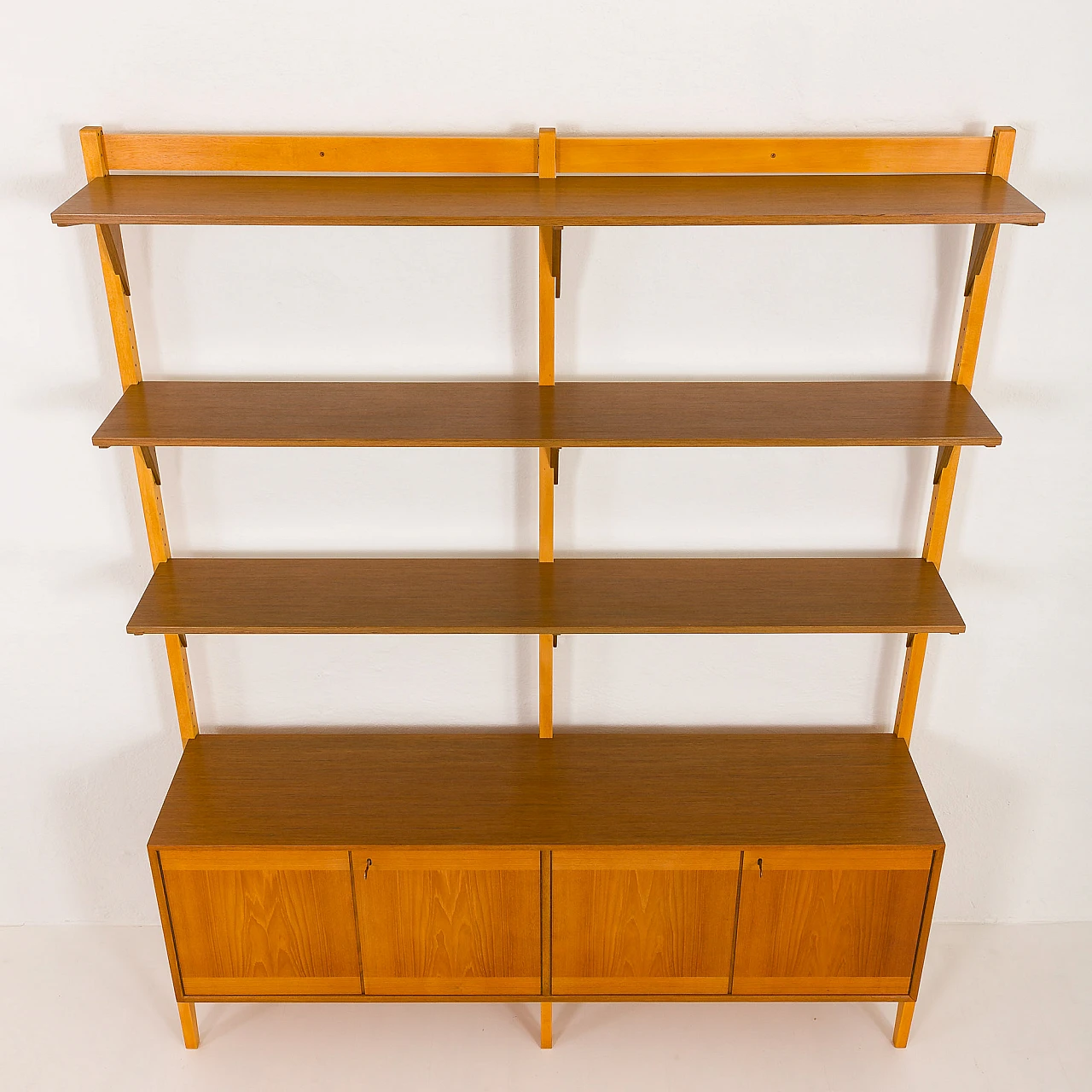 Scandinavian two-bay teak bookcase, 1970s 10