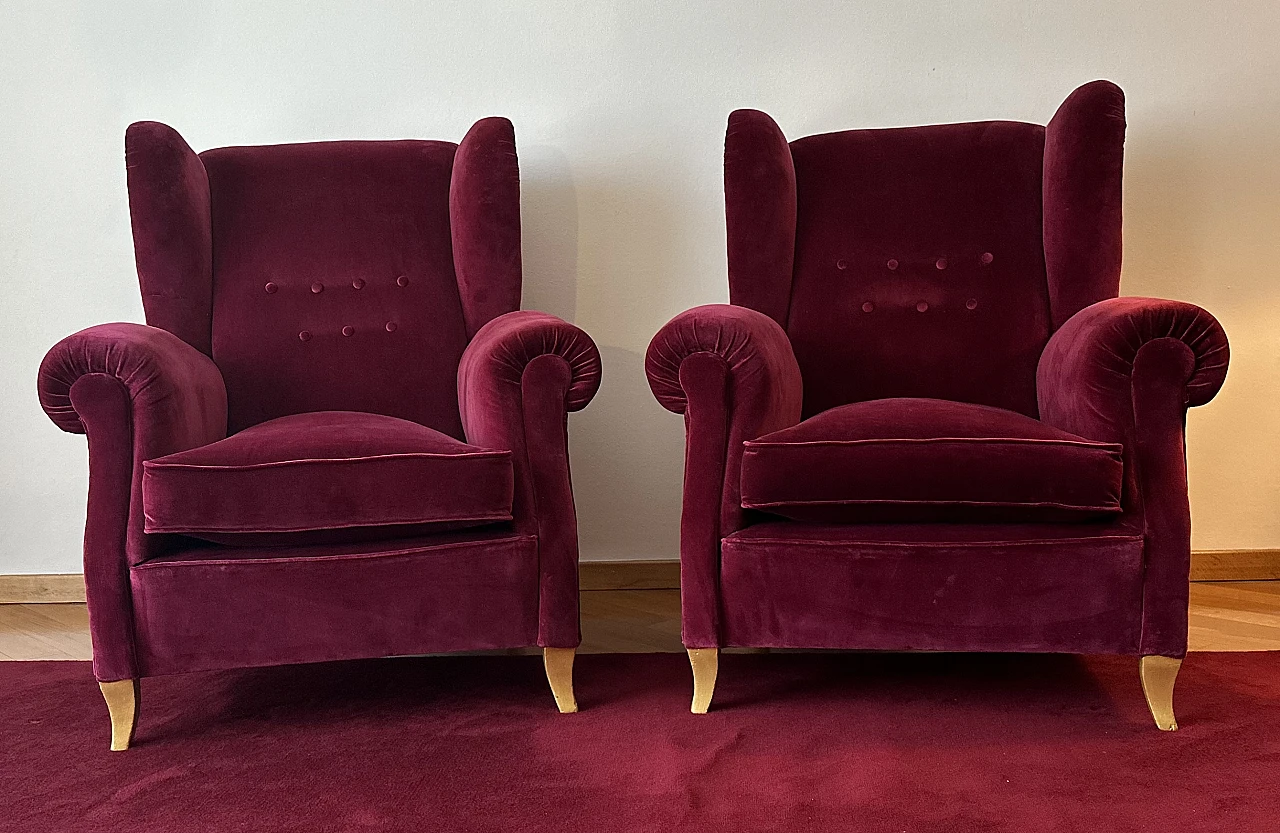 Coppia di poltrone Chesterfield in velluto, '800 1