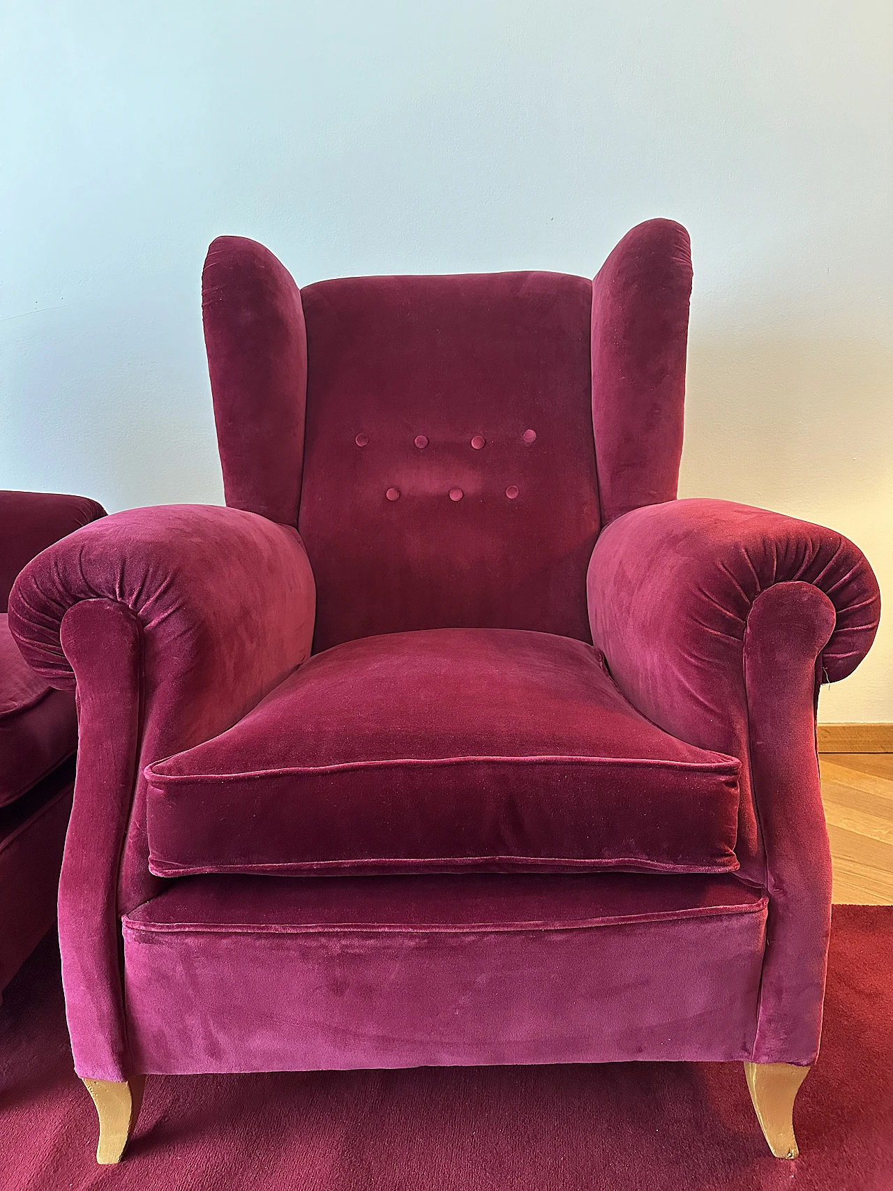 Coppia di poltrone Chesterfield in velluto, '800 3