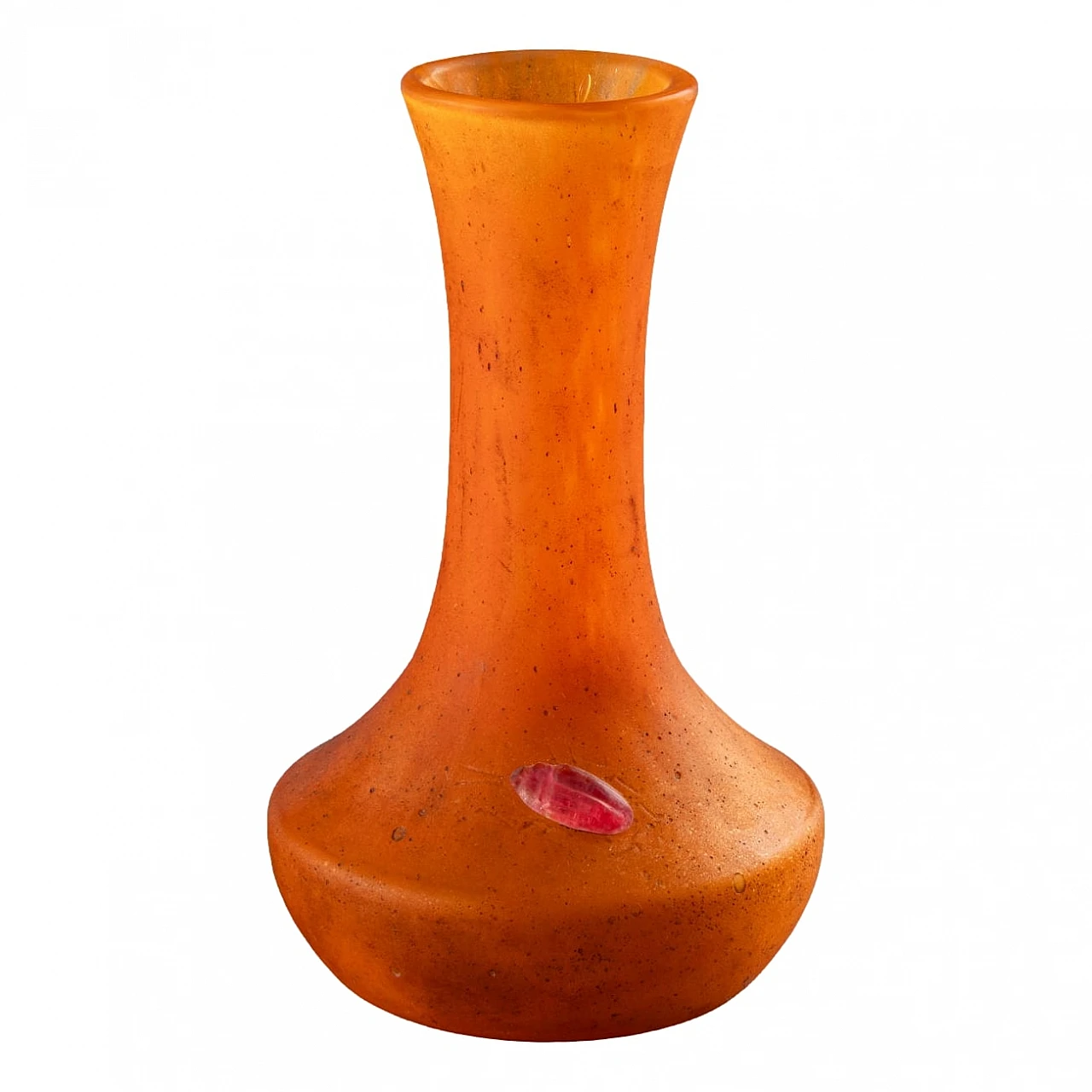 Orange blown glass vase with beetle by Daum Nancy, 1920s 1