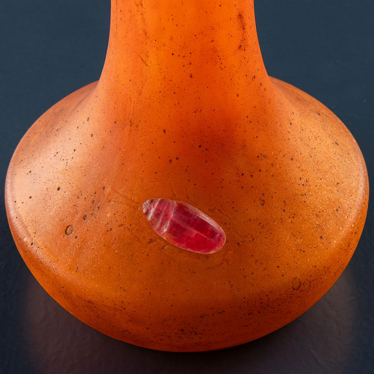 Orange blown glass vase with beetle by Daum Nancy, 1920s 2