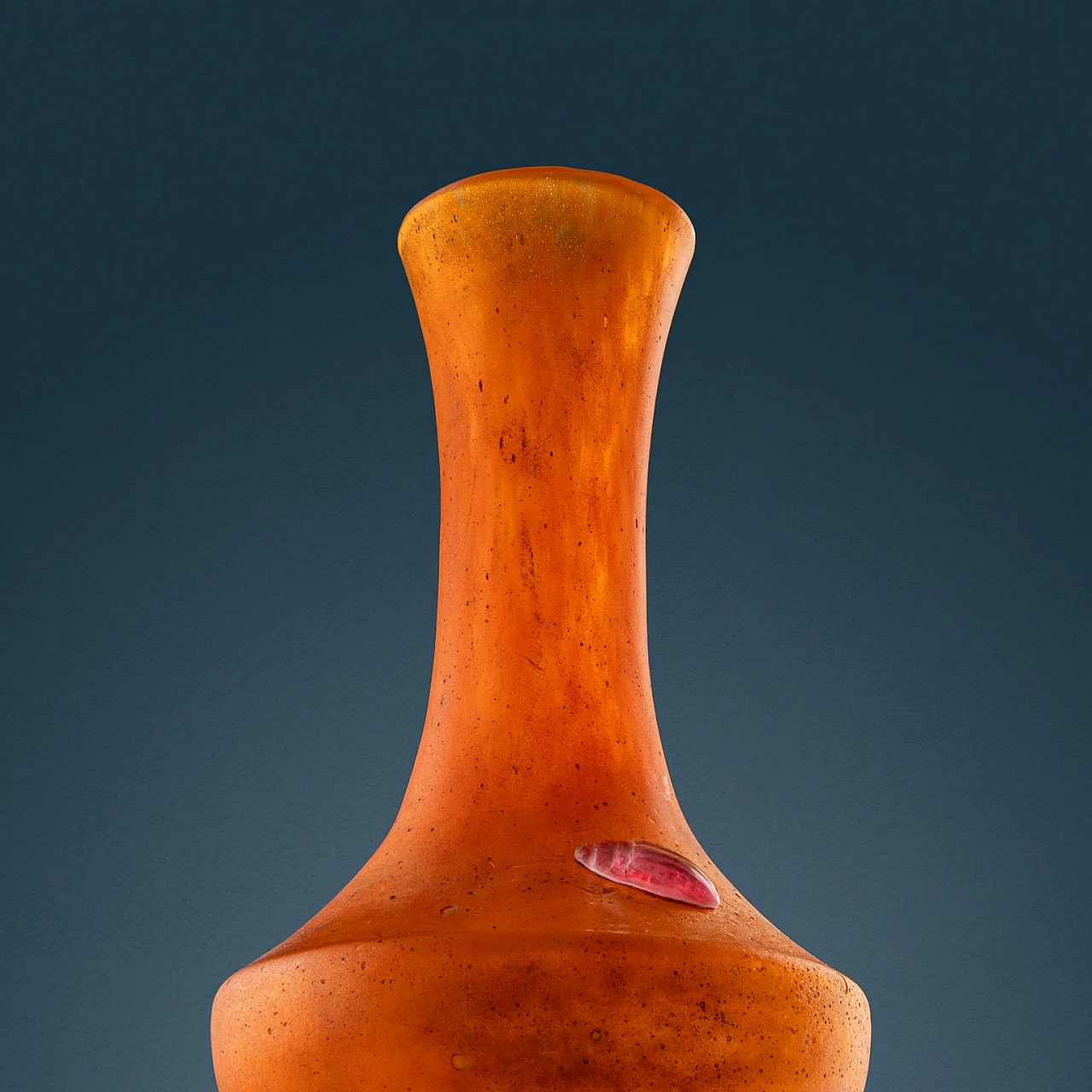 Orange blown glass vase with beetle by Daum Nancy, 1920s 3