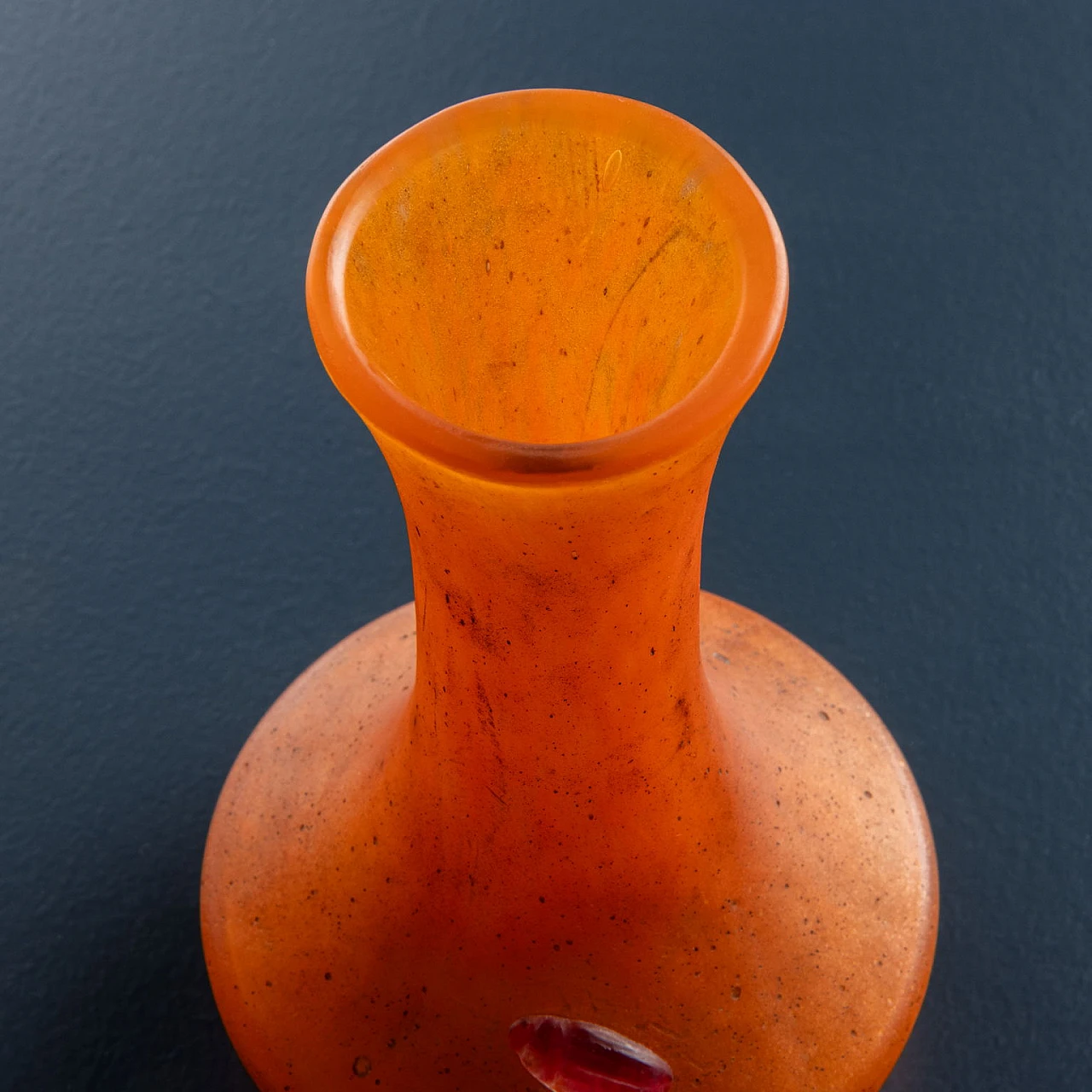 Orange blown glass vase with beetle by Daum Nancy, 1920s 4