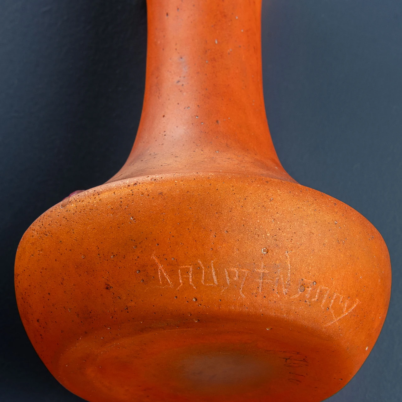 Orange blown glass vase with beetle by Daum Nancy, 1920s 5