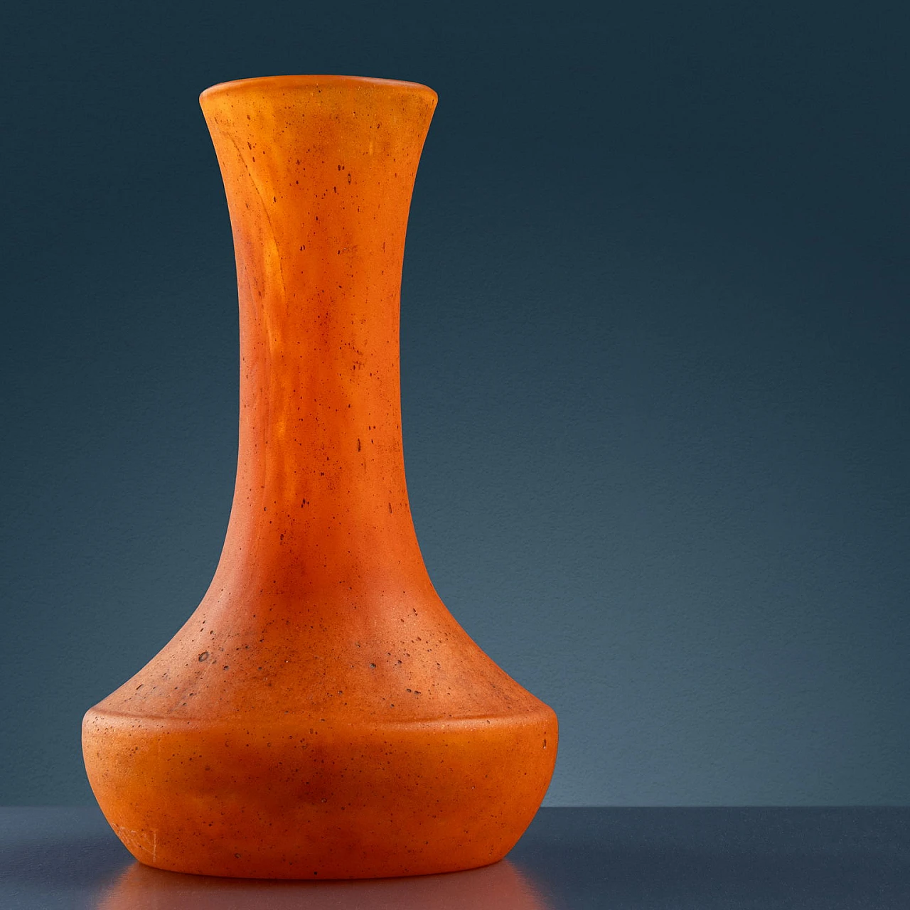 Orange blown glass vase with beetle by Daum Nancy, 1920s 6