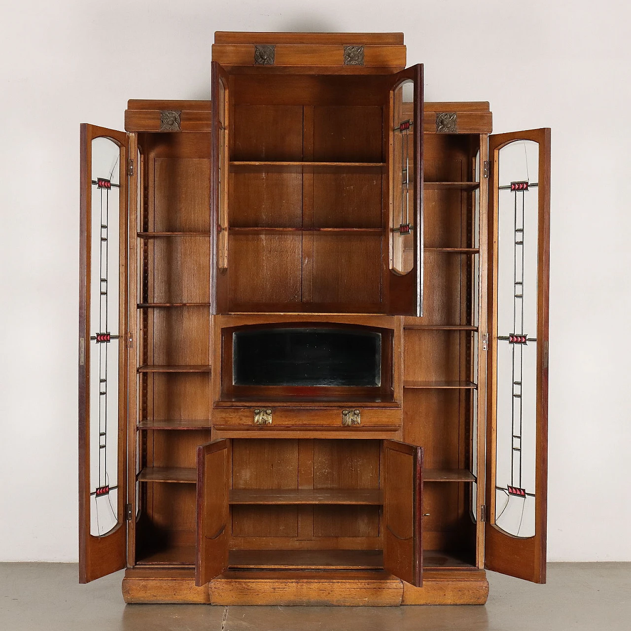 Credenza in mogano e ante in vetro di Fabbrica Italiana di Mobili 3