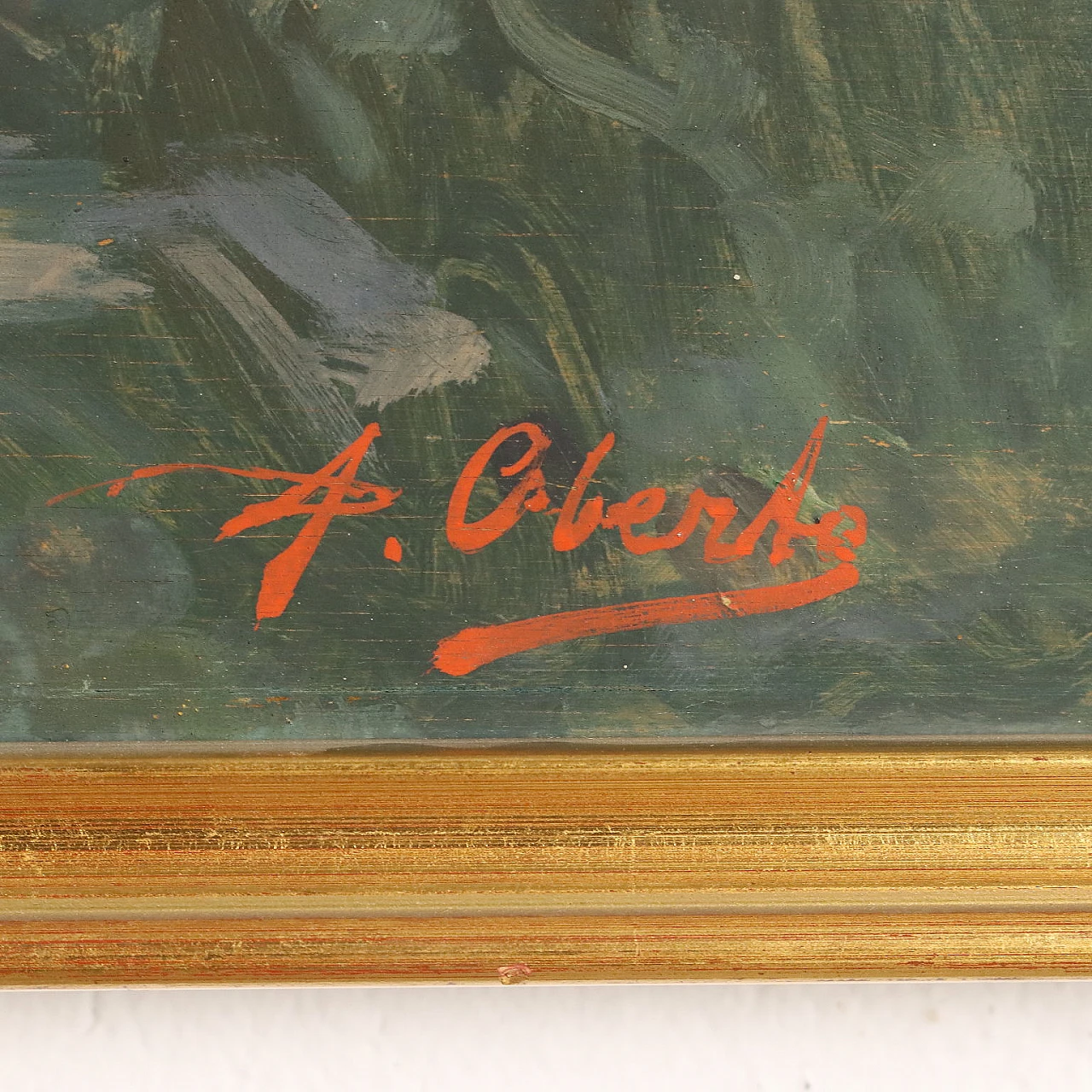 Antonio Oberto, Paesaggio con pastori e rovine, olio su tavola 8