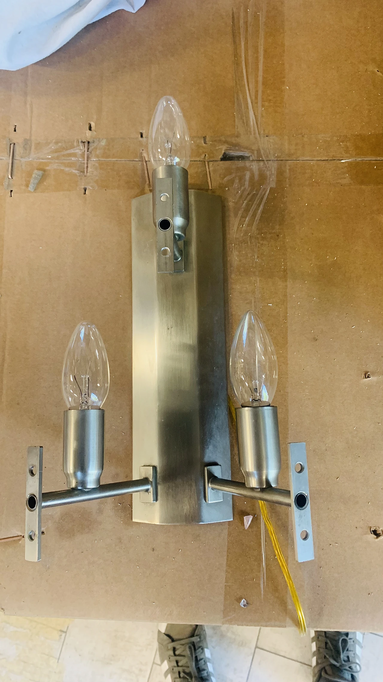 Pair of wall lamps in smoked glass and metal by Veca, 70s 1257856