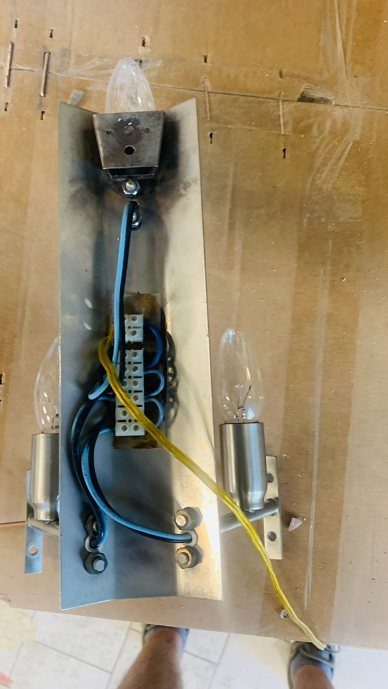 Pair of wall lamps in smoked glass and metal by Veca, 70s 1257857