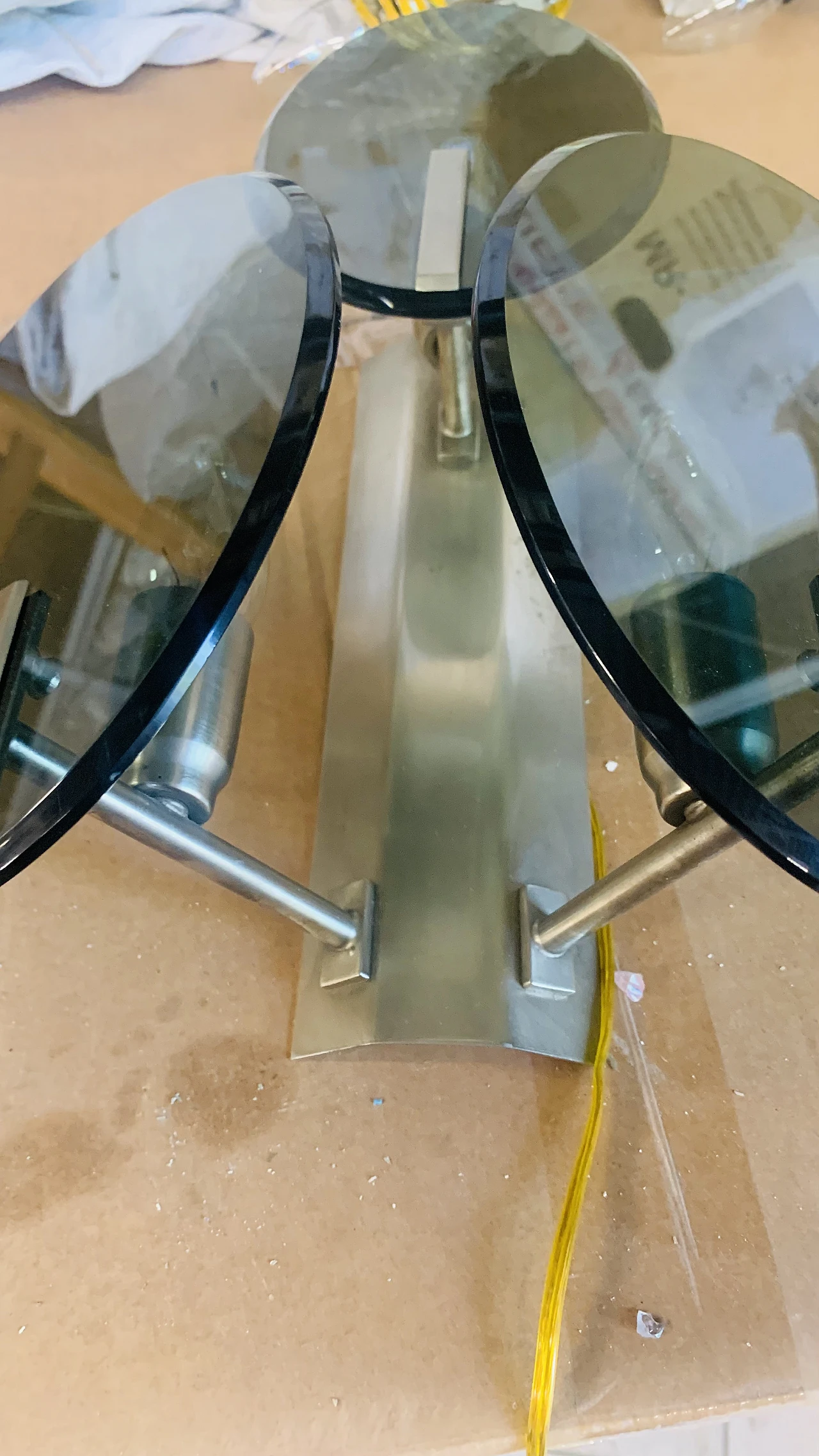 Pair of wall lamps in smoked glass and metal by Veca, 70s 1257859