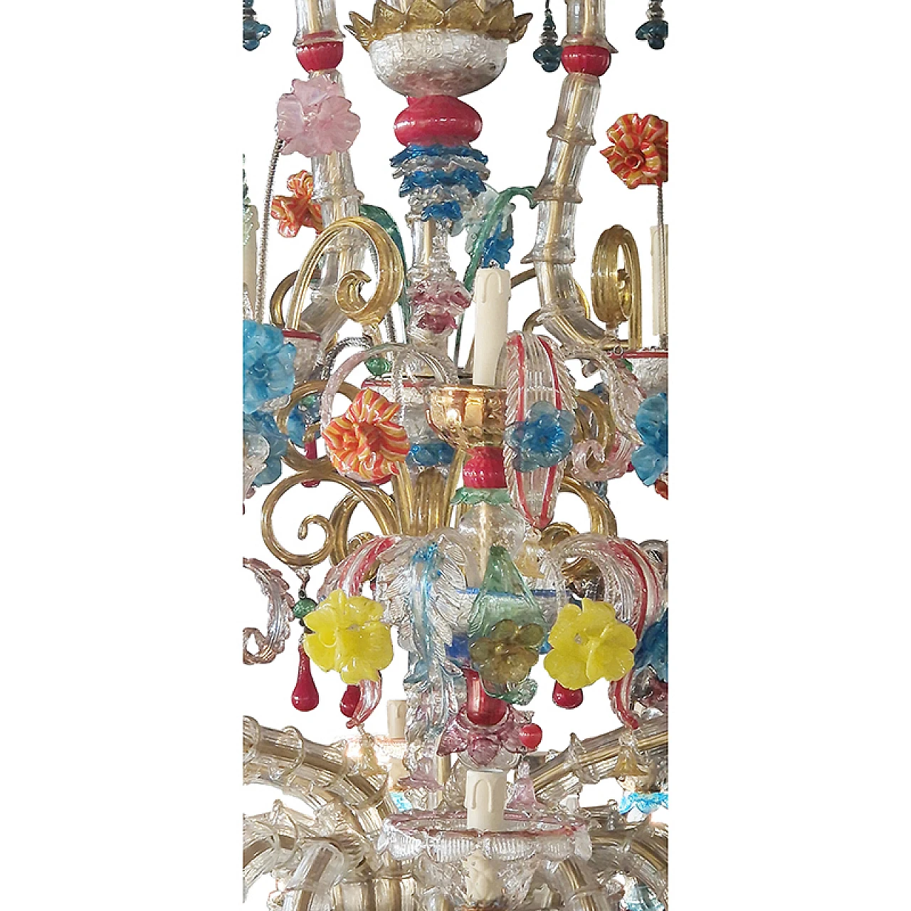 Murano glass 26-light chandelier in Rezzonico style, 1940s 2
