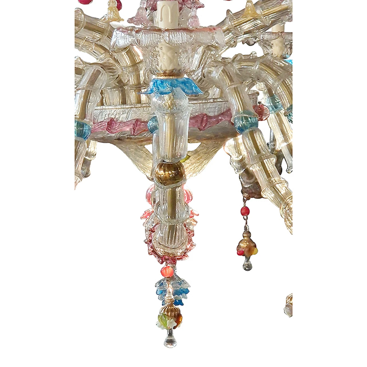 Murano glass 26-light chandelier in Rezzonico style, 1940s 3