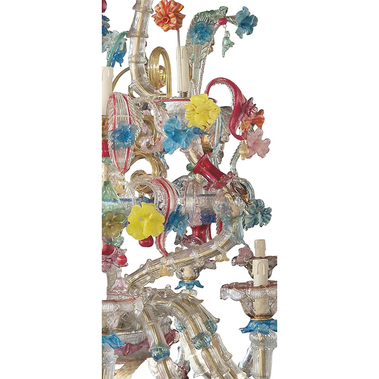 Murano glass 26-light chandelier in Rezzonico style, 1940s 5